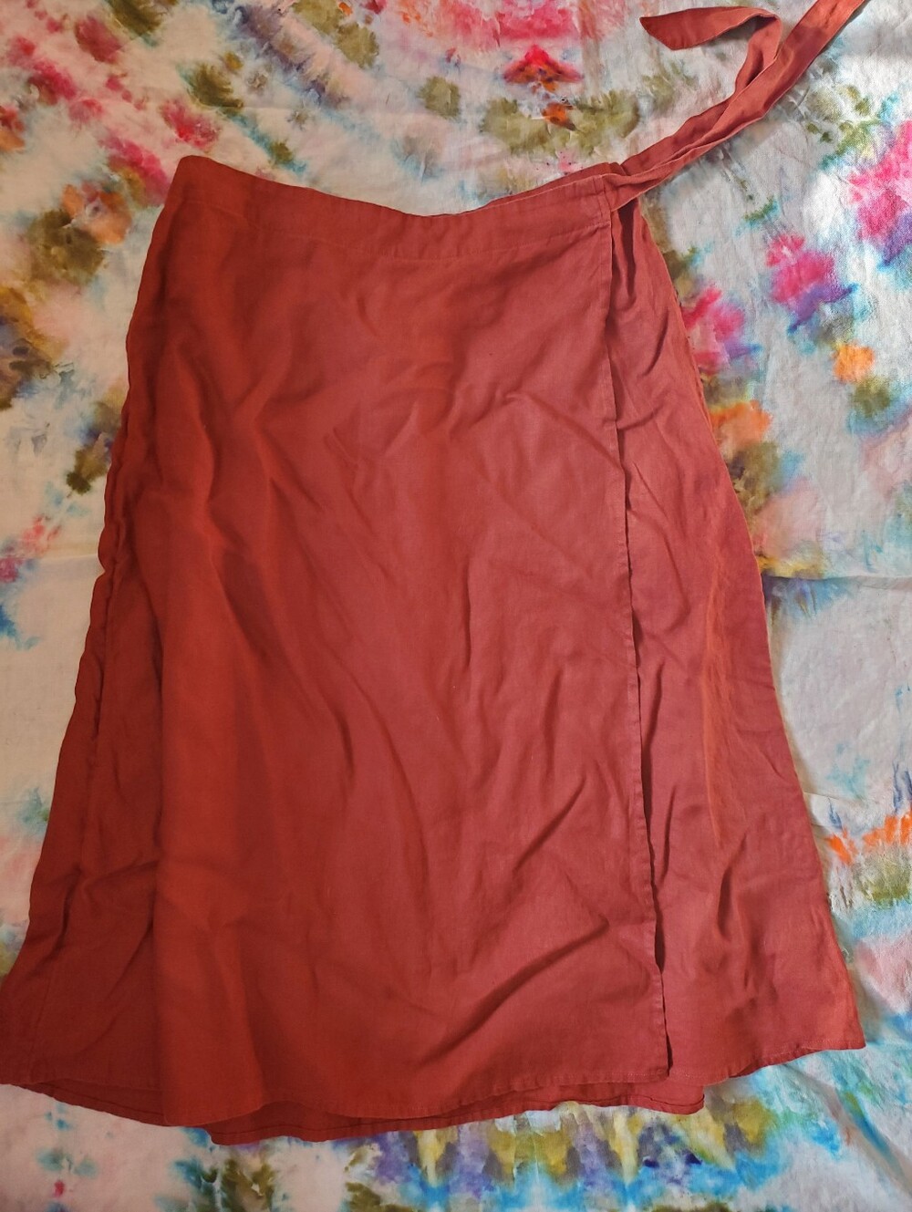 Purejill Women’s Linen Wrap Skirt - Rust Red